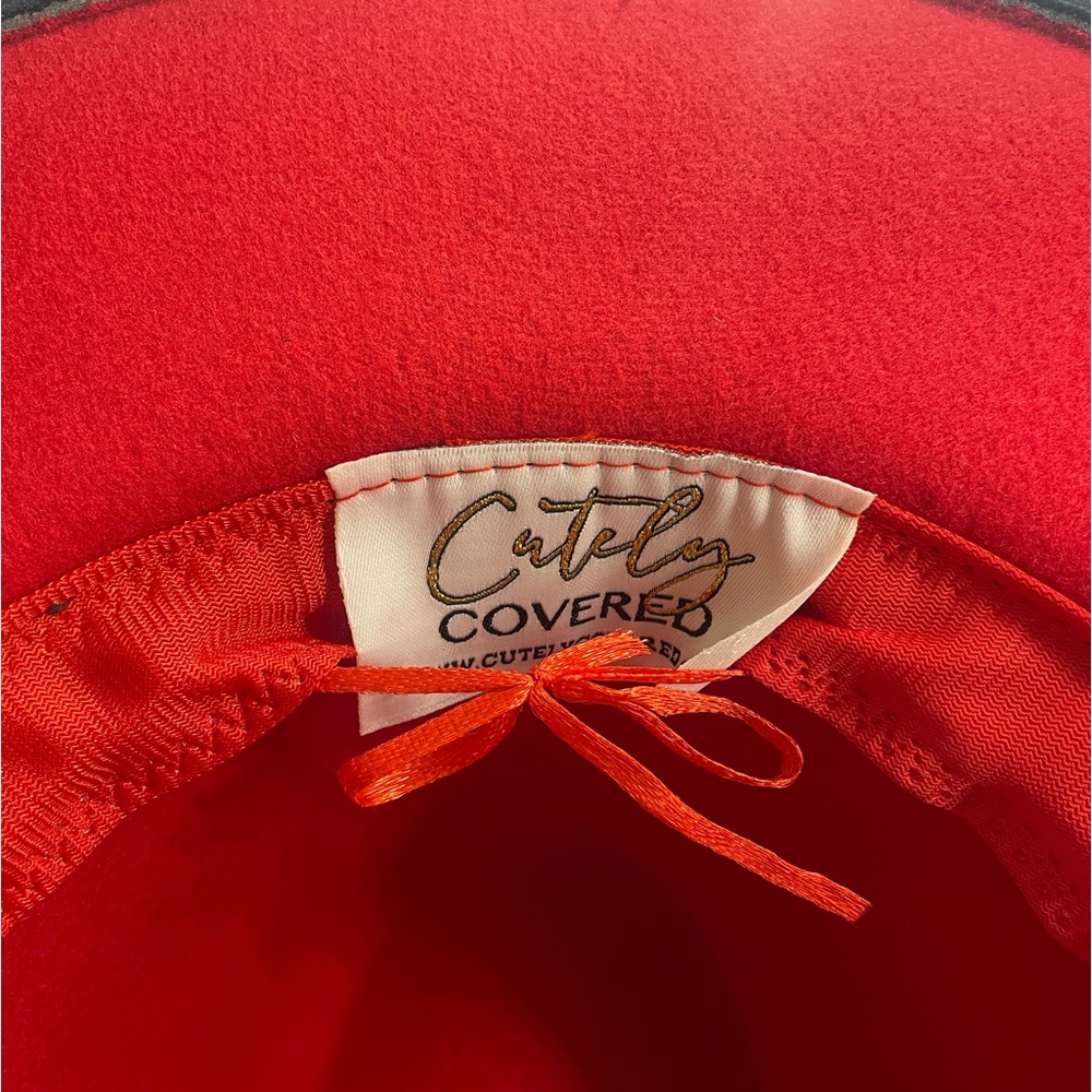 Black, Red bottom wide brim Panama felt,Fedora,Rancher Hat,Unisex,OS, NWT - Picture 6 of 10